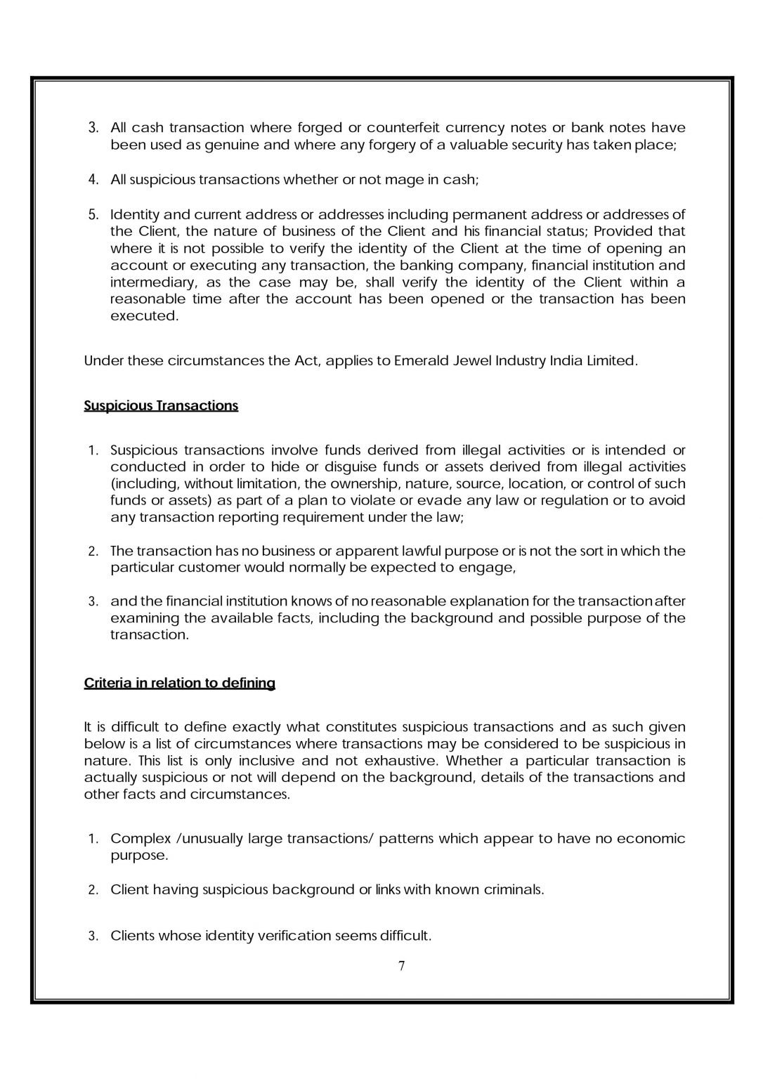 AML POLICY