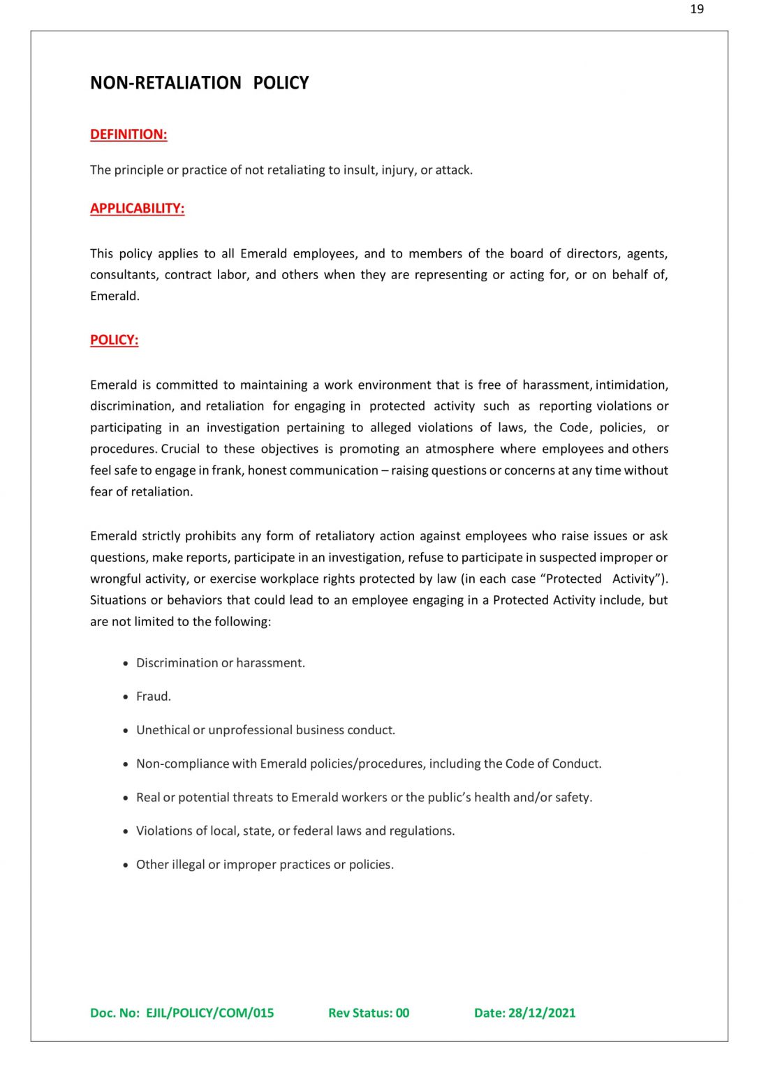 HR POLICY