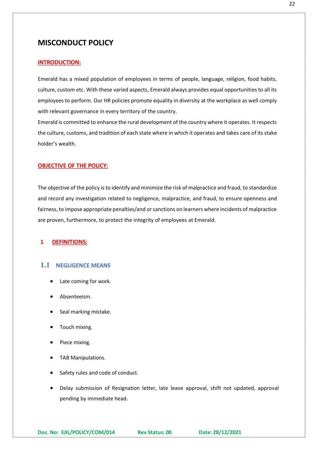 HR POLICY