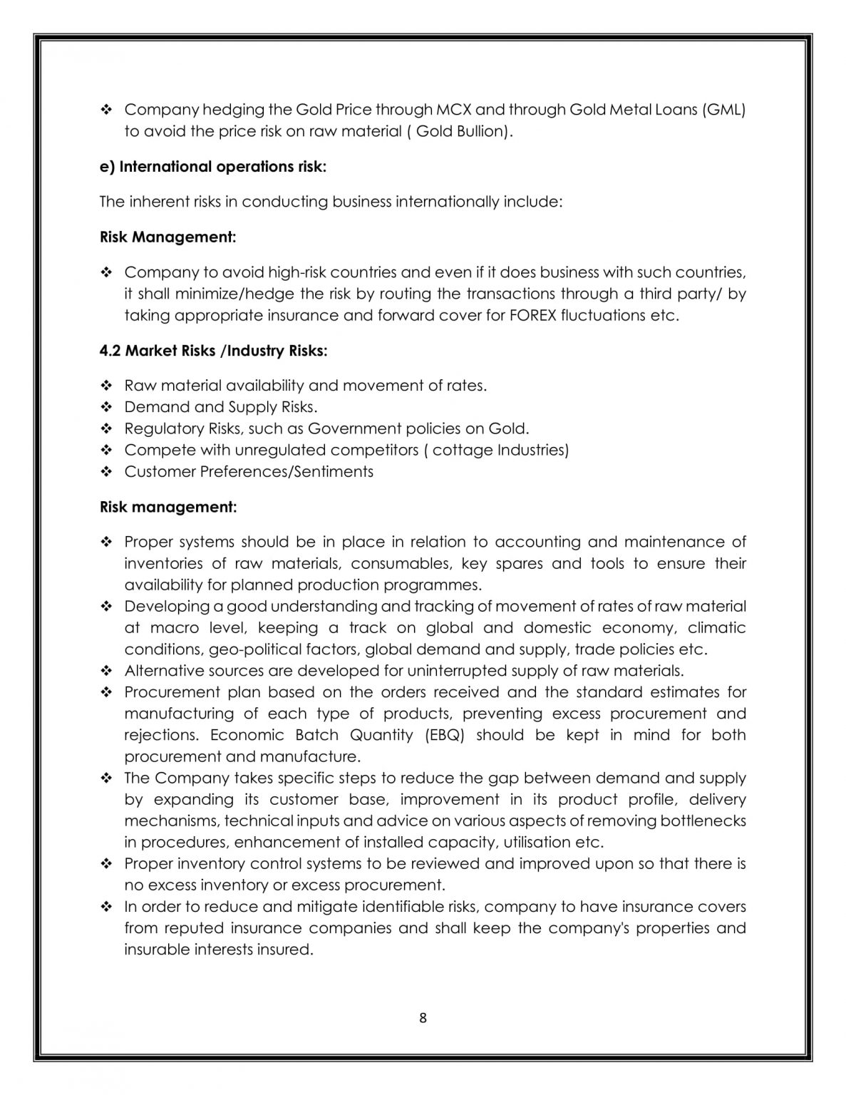 BUSINESS RISK MANAGEMENT POLICY