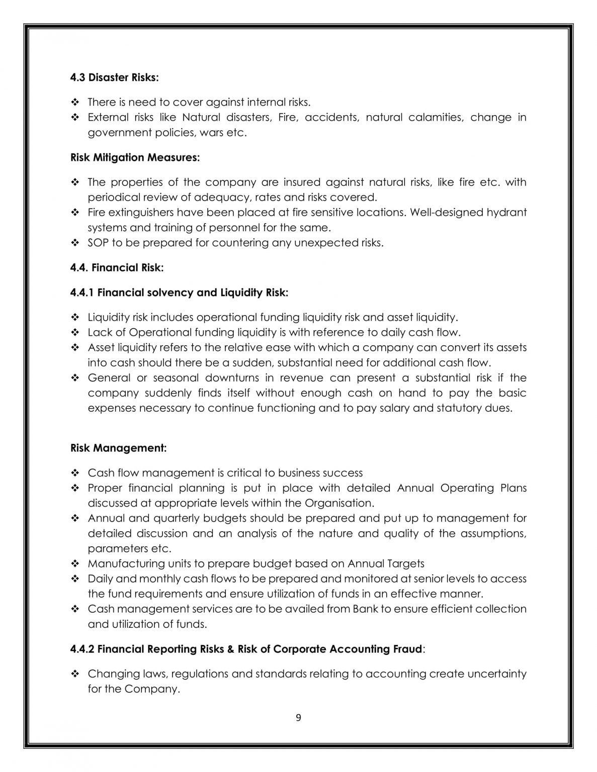 BUSINESS RISK MANAGEMENT POLICY