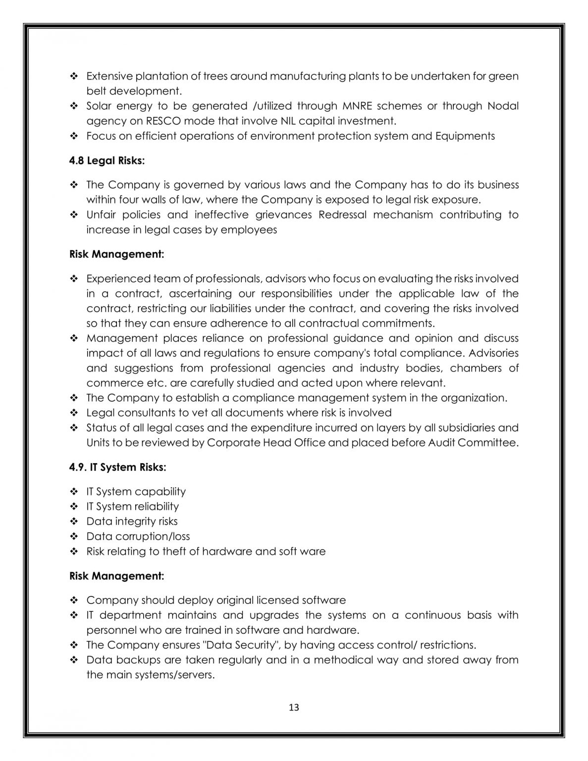 BUSINESS RISK MANAGEMENT POLICY