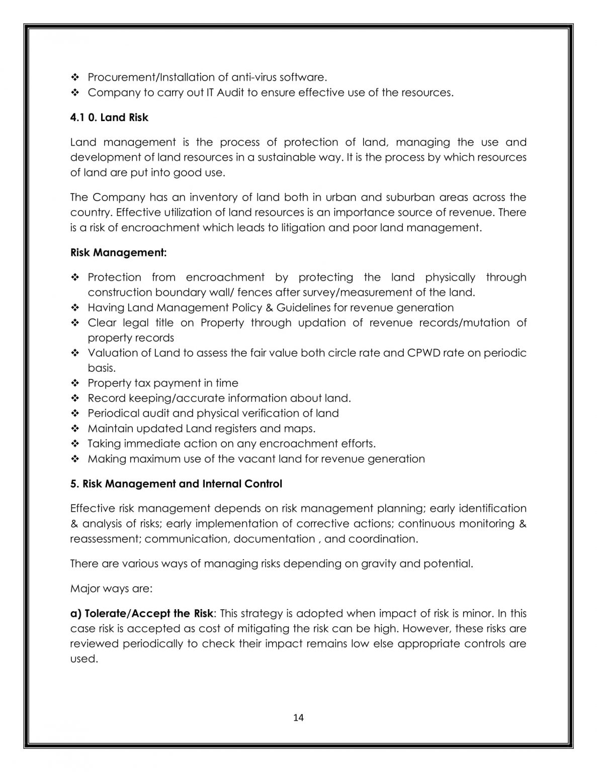 BUSINESS RISK MANAGEMENT POLICY