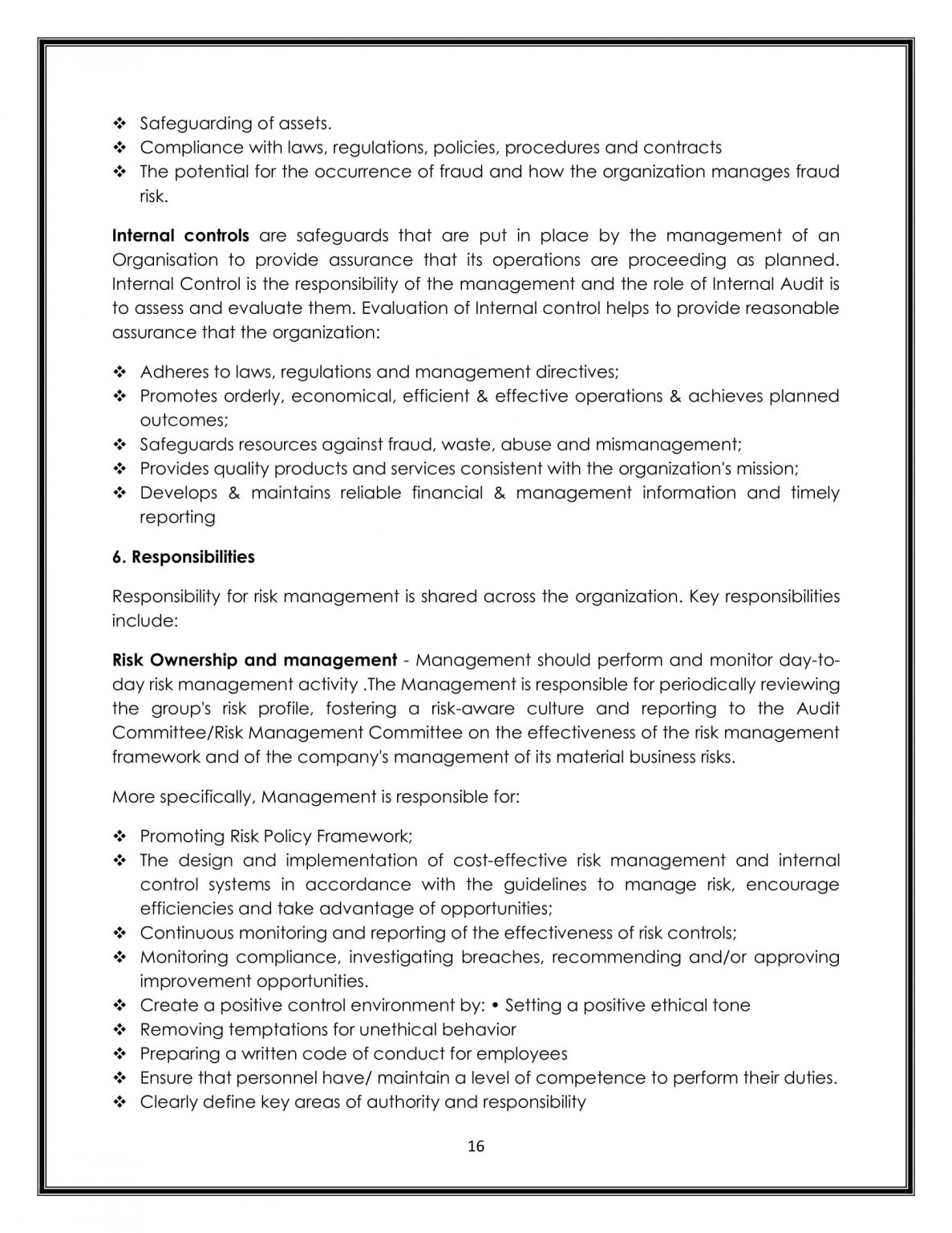 BUSINESS RISK MANAGEMENT POLICY