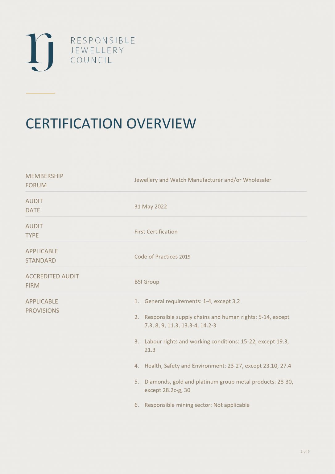 RJC (Responsible Jewellery Council)