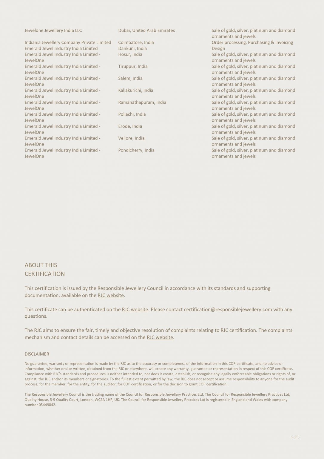 RJC (Responsible Jewellery Council)