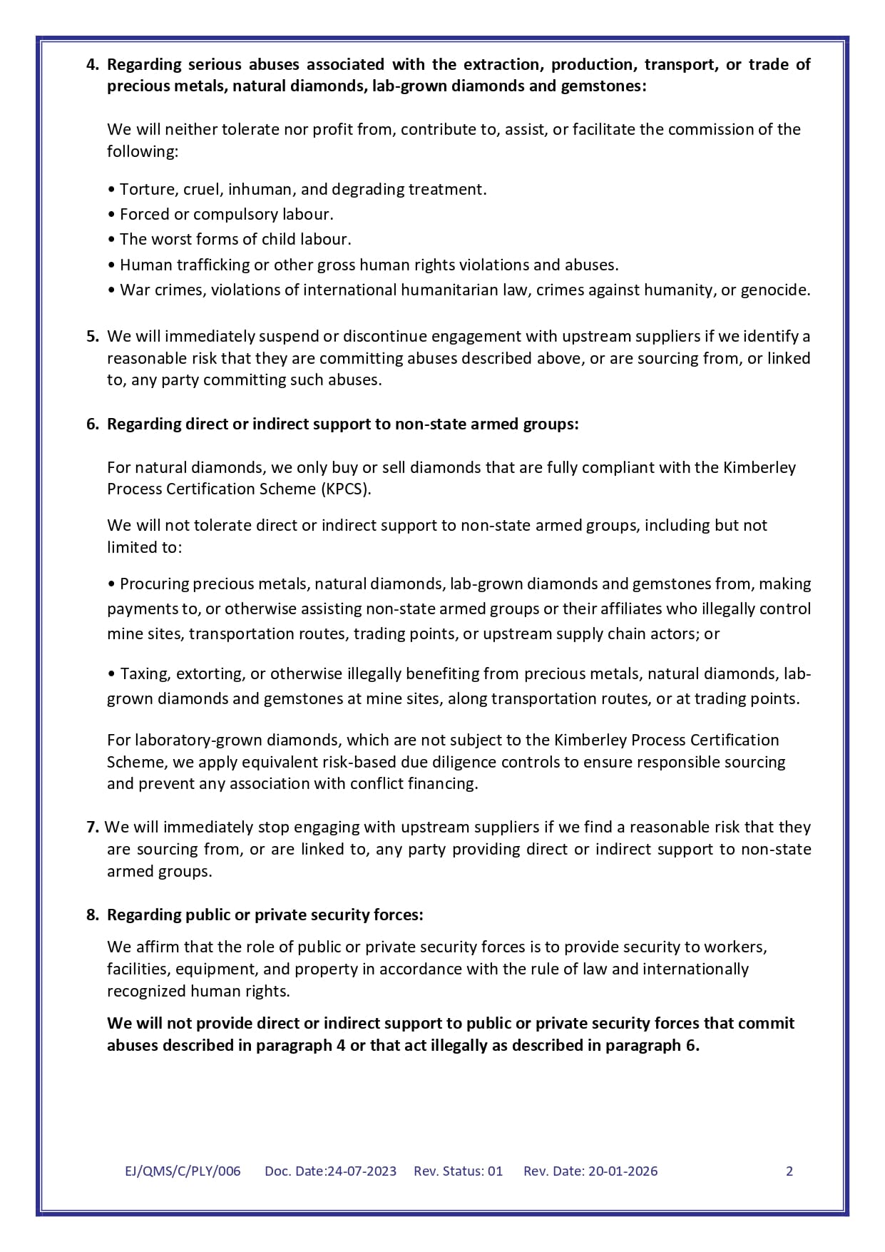SUPPLY CHAIN POLICY