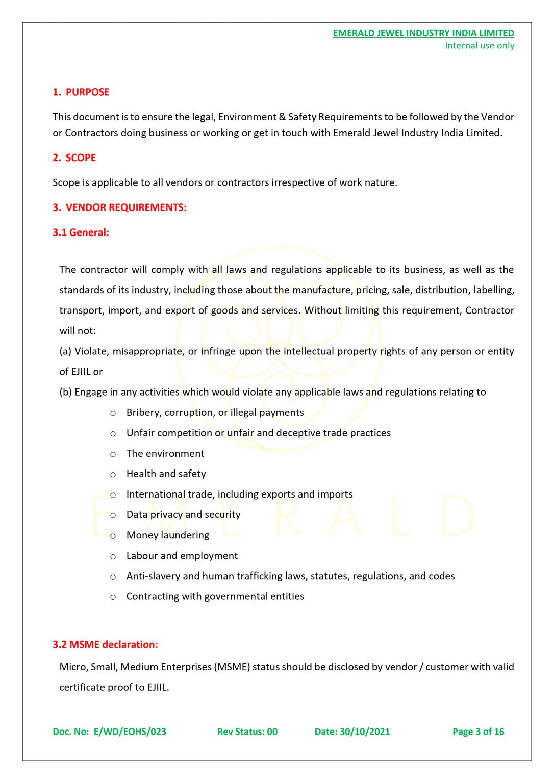 VENDOR CODE OF CONDUCT