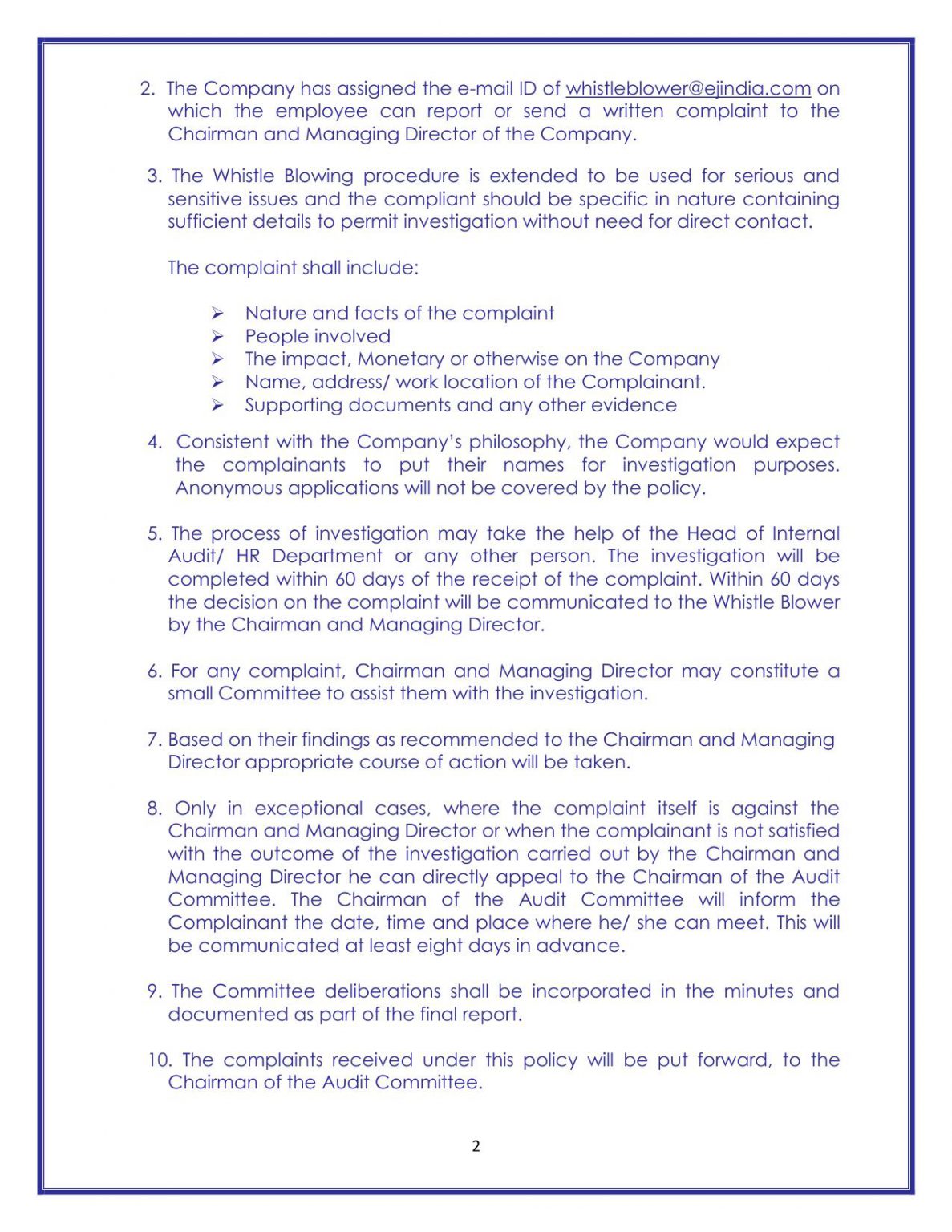 Whistle Blower Policy